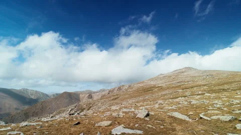 Mountain panoramic view at sunny day on vacation with blue cloudy sky Stock Footage 275082042