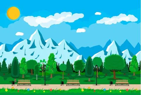 Mountain park concept Stock Illustration