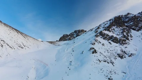 Mountain pass Talgar. The route of the ski resort Shymbulak Stock Footage 102015579