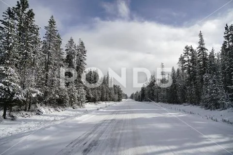 Mountain Pass Winter Road Cascade Range Oregon State Stock Photos