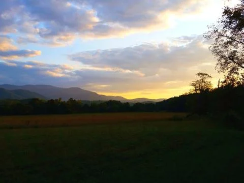 Mountain Pasture Sunset Stock Photos