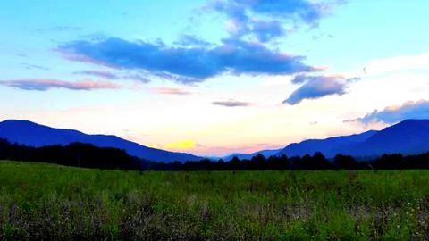 Mountain Pasture Sunset Foto stock