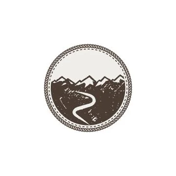 Mountain patch and sticker. Vintage hand drawn outdoor adventure design Illustrazione stock