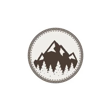 Mountain patch and sticker. Vintage hand drawn outdoor adventure design Stock Illustration