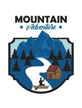Mountain patch with river Illustrazione stock
