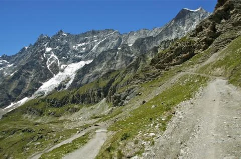 Mountain path in aosta valley Stock Photos
