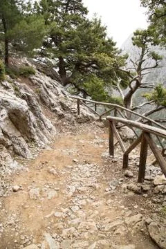Mountain path in Samaria Gorge Stockfoto's