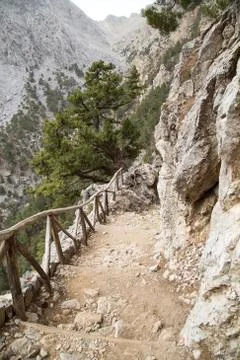 Mountain path in Samaria Gorge Stock Photos
