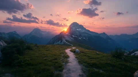 Mountain Path at Sunset Stock Footage 307180830