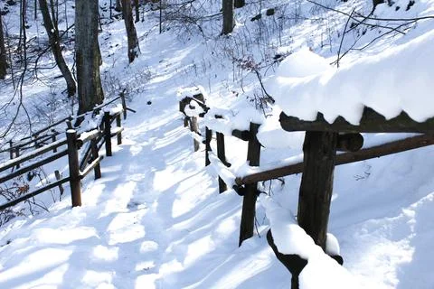 A mountain path in winter Stock Photos