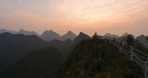 Mountain Pavilion at sunset time (Time-lapse) Stock Footage 132692622