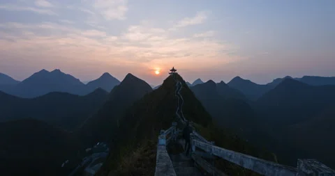 Mountain Pavilion at sunset time (Time-lapse) Stock Footage 132693240