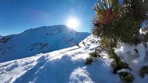 Mountain Peak Accelerated Video of Plane Passing by in Blue skies in 4K Stock Footage 245949119