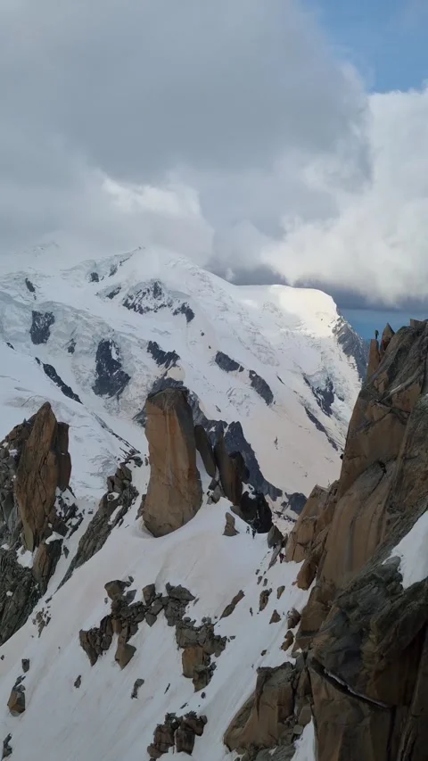 Mountain Peak Aiguille du Midi, France Video stock 284452829