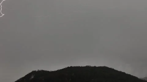 Mountain Peak and Thunder Bolt Against Storm Clouds 動画素材 274070874