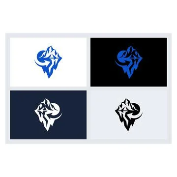 Mountain Peak Arrow Logo Design Vector Set Stock Illustration