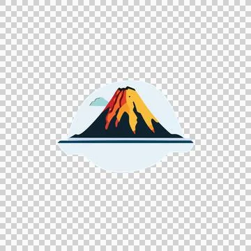 Mountain Peak In Circular Frame circle line art black white Stock Illustration