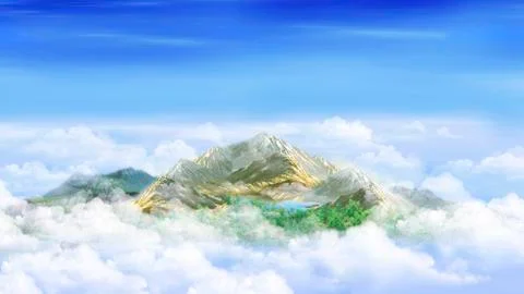 Mountain peak in the clouds Stock Illustration