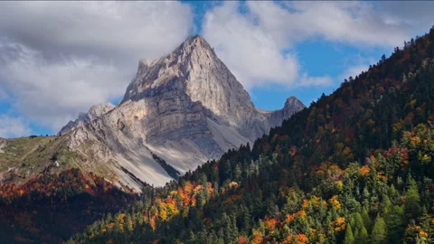 Mountain peak of Devoluy Massif in Vercors. La Jarjatte, Drome, France (aerial) Stock Footage 339239074