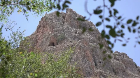 Mountain Peak in Distance Behind Branches of Tree Stock Footage 78307273