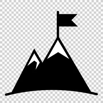 Mountain peak with flag icon representing business success and goal achievement Stock Illustration