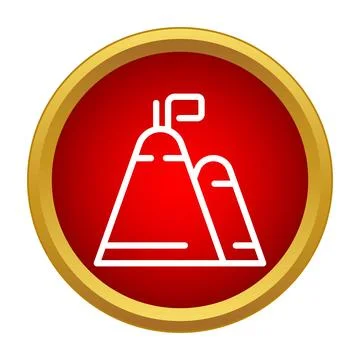 Mountain peak flag icon symbolizing success achievement challenge Stock Illustration