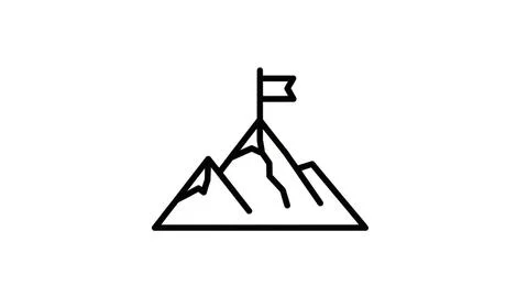 Mountain peak with flag Stock Illustration