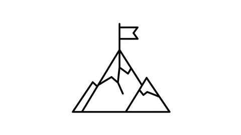 Mountain peak with flag Stock Illustration