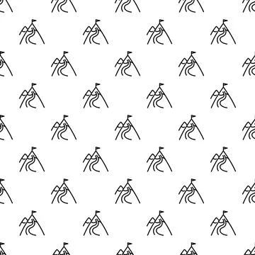 Mountain peak flag path seamless pattern design Stock-Illustration