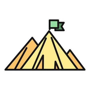 Mountain peak flag representing achievement success goal Stock Illustration