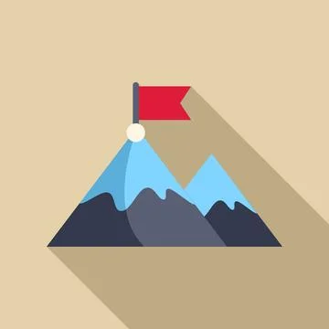 Mountain peak flag representing business goal achievement Stock Illustration