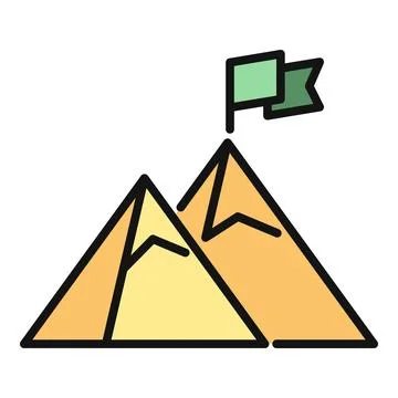 Mountain peak flag representing conquering success and achievement Stock Illustration