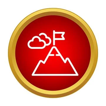 Mountain peak flag representing goal achievement success Stock Illustration
