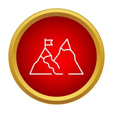 Mountain peak flag representing goal achievement with path 스톡 일러스트