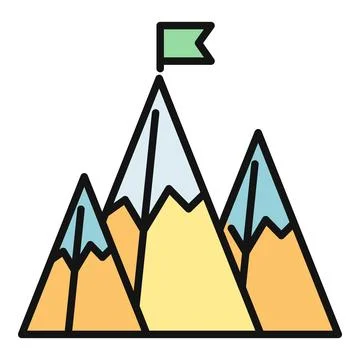 Mountain peak flag representing goal achievement and success Stock Illustration