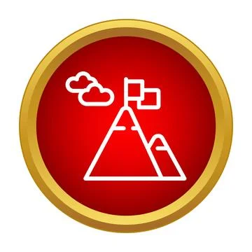 Mountain peak flag representing goal achievement success Stock Illustration