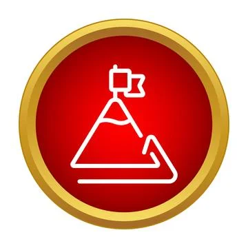 Mountain peak flag representing goal achievement success concept Stock Illustration