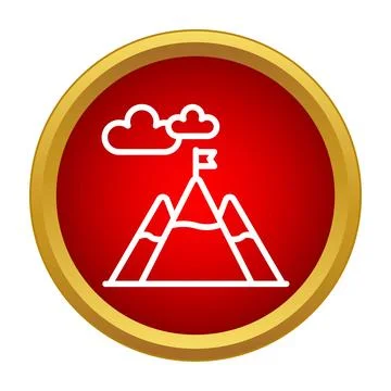 Mountain peak flag representing goal achievement success Stock Illustration