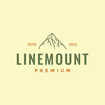 Mountain peak high hill stone rock simple line hipster logo design vector Stock Illustration