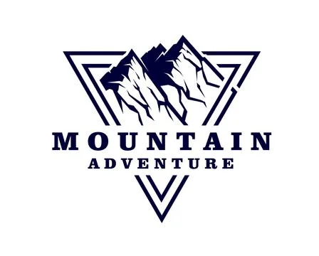 Mountain peak icon within an inverted triangle Ilustración de archivo