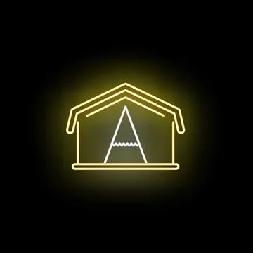 Mountain peak inside a house neon icon glowing Stock Illustration