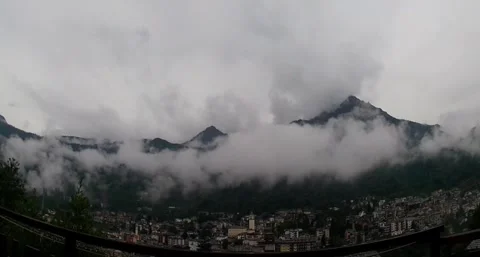 Mountain Peak Landscape With Fast Moving Clouds, Nature Timelapse Stock Footage 339893682