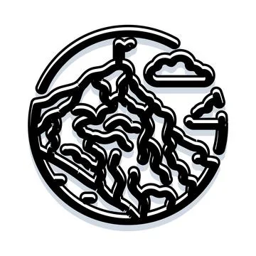 Mountain peak landscape icon with cloud over nature Stock Illustration