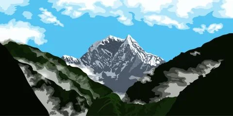 Mountain peak landscape Stock Illustration