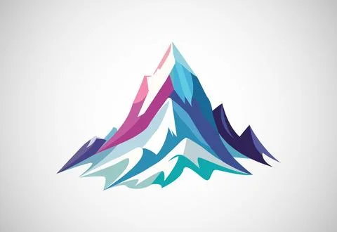 Mountain peak logo design template. Outdoor hiking adventure icon vector il.. Stock Illustration