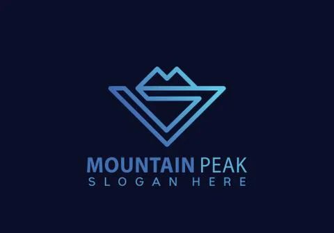 Mountain Peak Logo Design Vector Illustration Template Illustrazione stock