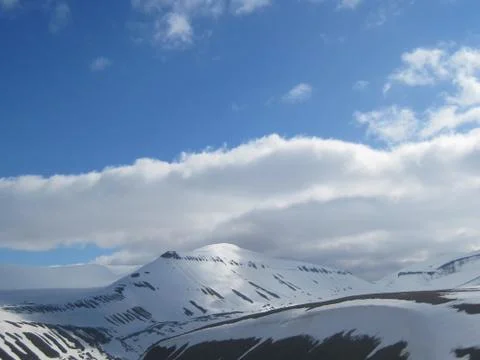 Mountain Peak in Longyearbyen Stock Photos