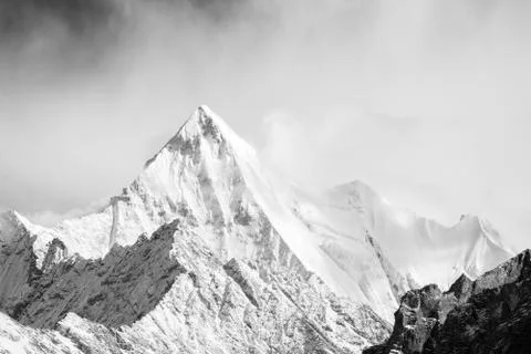 Mountain peak in monotone Stock Photos