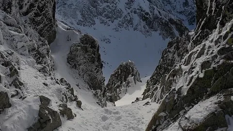 Mountain peak over clouds in High Tatras Video stock 160123329