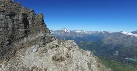Mountain peak - Panoramic view of mountain range - Bernina Stock Footage 67611870